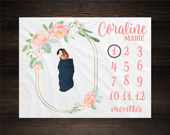 Pink Floral Milestone Blanket Baby Month Blanket Baby Girl Milestone Blanket Track Growth Keepsake Baby Shower Gift Peony Floral Blanket Etsy Canada