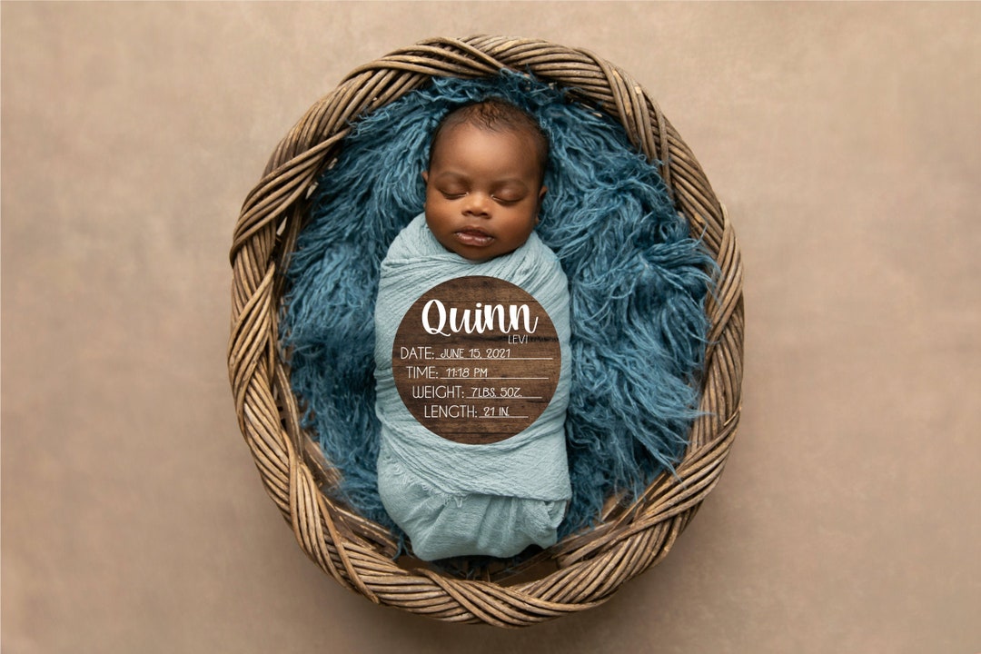 Birth Stats Round Wood Baby Name Sign Wooden Personalized Baby Name ...