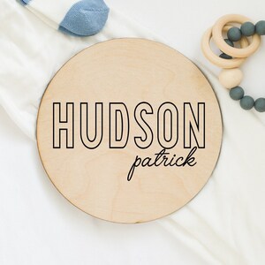 Round Wood Baby Name Sign Wooden Personalized Baby Name Newborn Announcement Custom Nursery Sign Decor