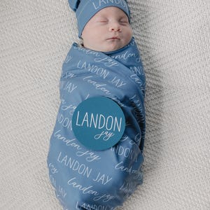 Personalized Swaddle Blanket, Optional Bundle, Newborn Coming Home Outfit Photo Props, Baby Name Announcement Sign, Baby Shower Gift JS12