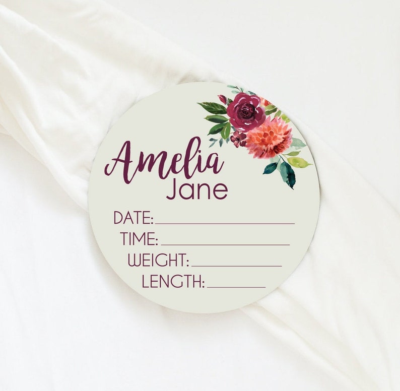 Birth Stats Round Wood Baby Name Sign Wooden Personalized Baby Name ...