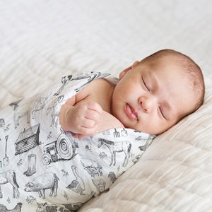 Farm Baby Swaddle, Baby Farm Blanket, Farm Animal Nursery, Farm Theme