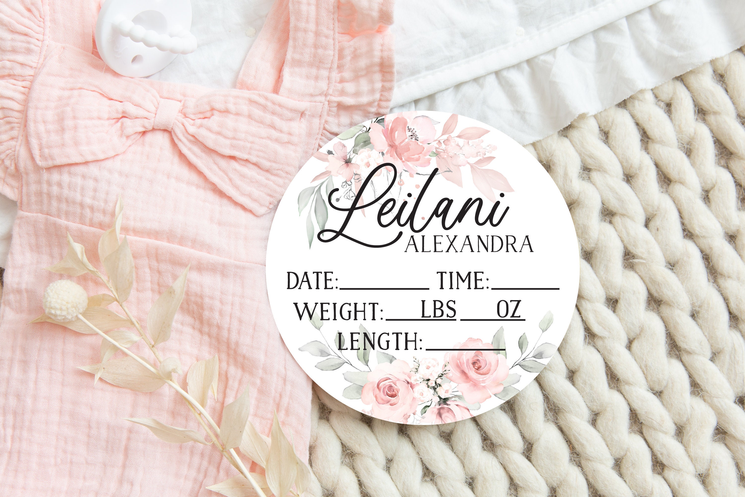 Birth Stats Round Wood Baby Name Sign Wooden Personalized Baby Name ...
