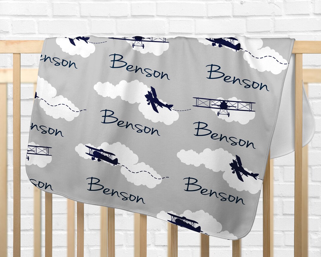 Personalized Baby Blanket Personalized Gift Soft Fleece Airplane Baby ...