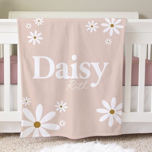 Manta personalizada Daisy, manta de bebé personalizada, regalo de baby shower, manta de guardería Daisy, manta de cuna, accesorios para fotos de recién nacidos, BB45
