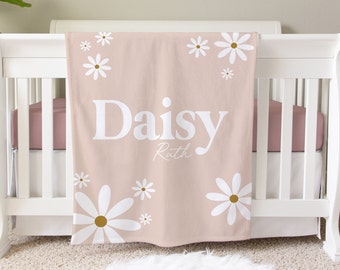 Daisy Personalized Blanket, Custom Baby Blanket, Baby Shower Gift, Daisy Nursery Blanket, Crib Blanket, Newborn Photos Prop, BB45