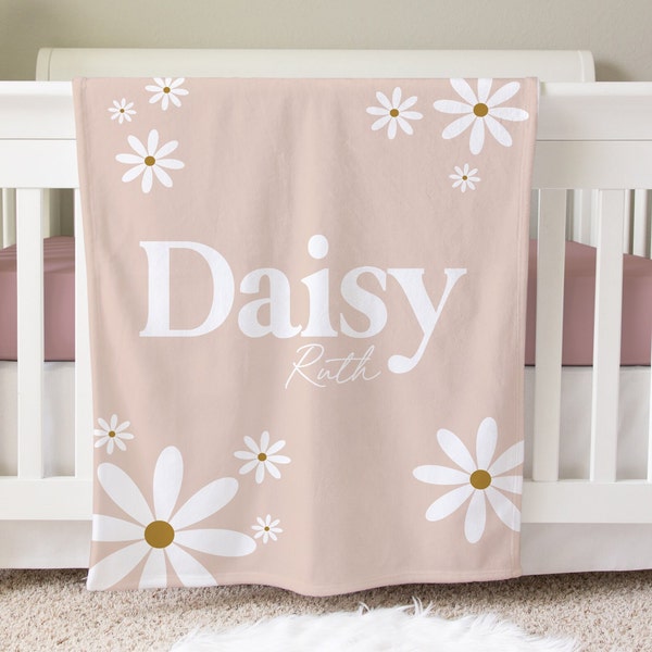 Daisy Personalized Blanket, Custom Baby Blanket, Baby Shower Gift, Daisy Nursery Blanket, Crib Blanket, Newborn Photos Prop, BB45