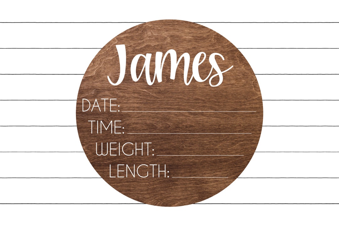 Birth Stats Round Wood Baby Name Sign Wooden Personalized Baby Name ...