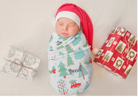 Christmas Swaddle Blanket Baby First Christmas Baby Christmas Personalized Name Blanket Birth Announcement Blanket Christmas Photo Prop Etsy Canada