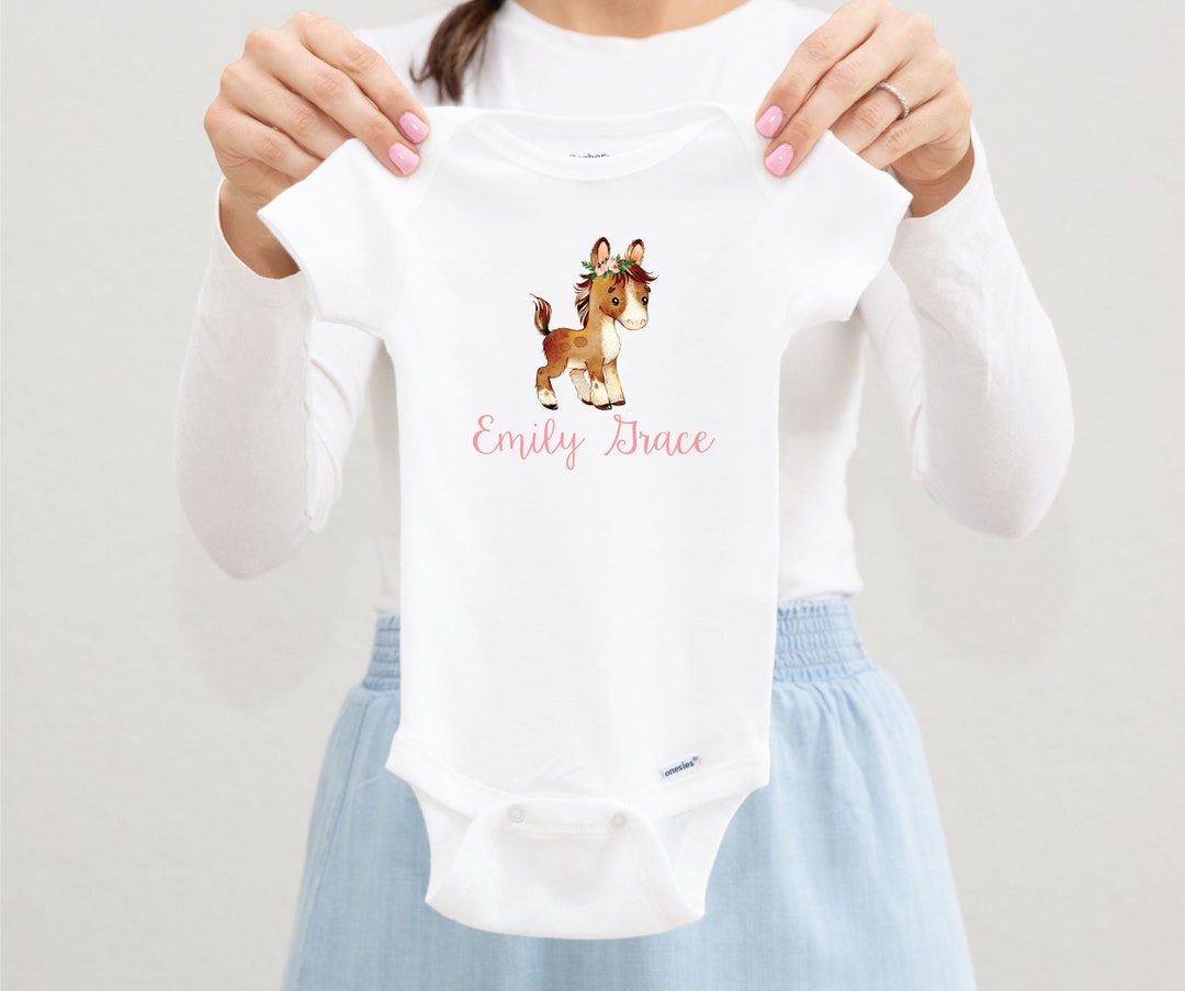 Baby Girl Horse Onesie®, Personalized Onesie®, Newborn Outfit, Horse