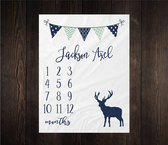 Deer Milestone Blanket Month Blanket Baby Growth Tracker Fleece Blanket Baby Shower Gift Newborn Gift Minky Baby Boy Rustic Nursery Etsy Canada