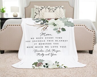 Grandma Quote Floral Blanket - Custom Personalized Mothers Day Gift from Kids