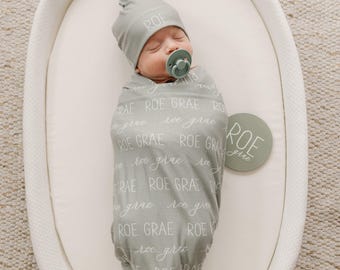Personalized Swaddle Blanket, Optional Bundle, Newborn Coming Home Outfit Photo Props, Baby Name Announcement Sign, Baby Shower Gift JS12