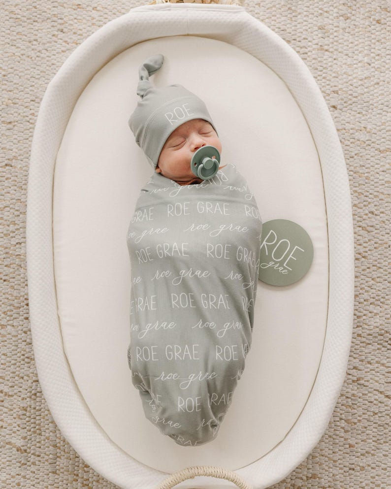Personalized Swaddle Blanket, Optional Bundle, Newborn Coming Home Outfit Photo Props, Baby Name Announcement Sign, Baby Shower Gift JS12 image 1