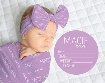 Personalized Swaddle Blanket, Optional Bundle, Newborn Coming Home Outfit Photo Props, Baby Name Announcement Sign, Baby Shower Gift JS7