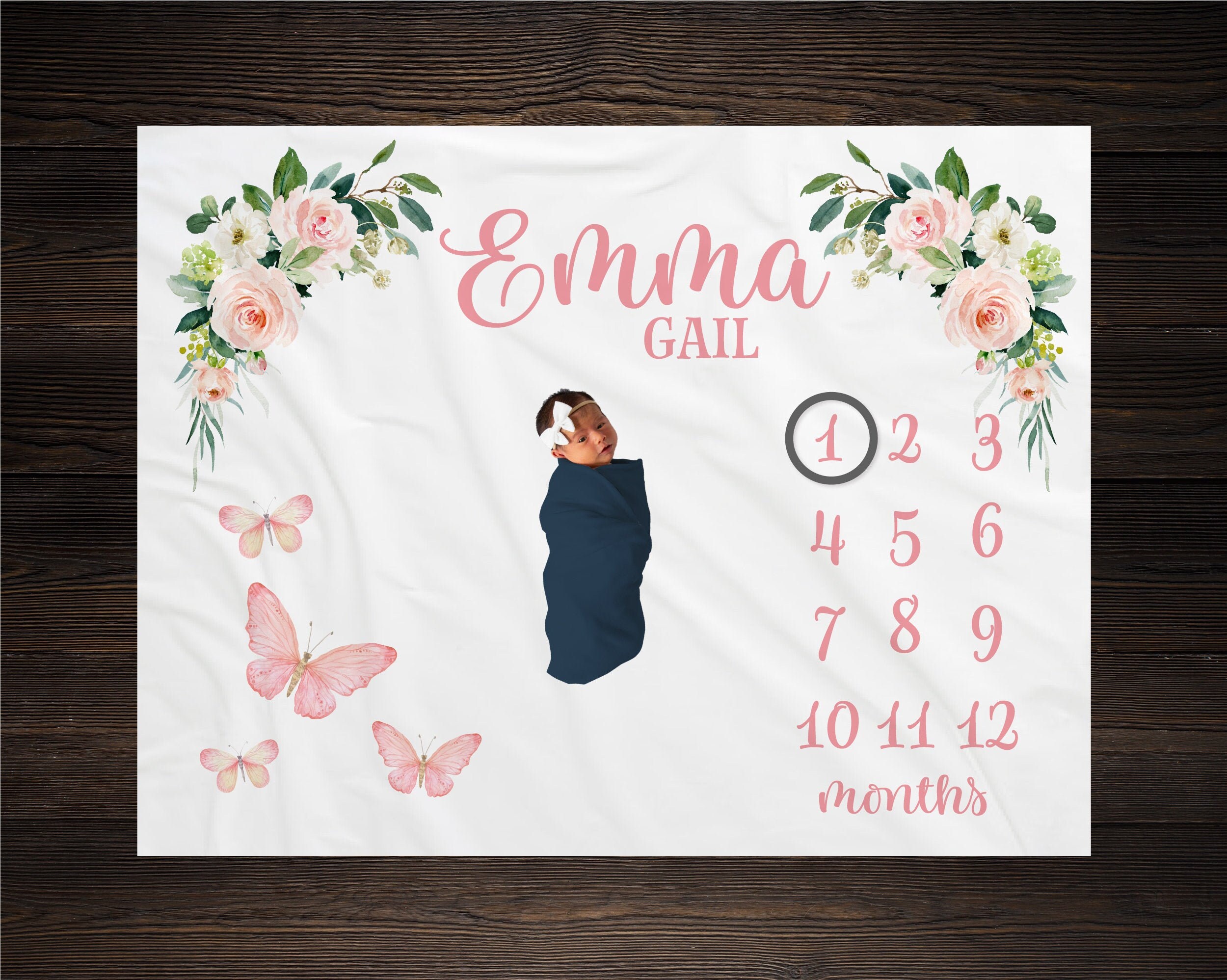 Butterfly Floral Milestone Blanket Milestone Blanket Baby Shower Gift Baby Keepsake Gift Girl Pink Butterfly Growth Track Blanket Etsy Canada
