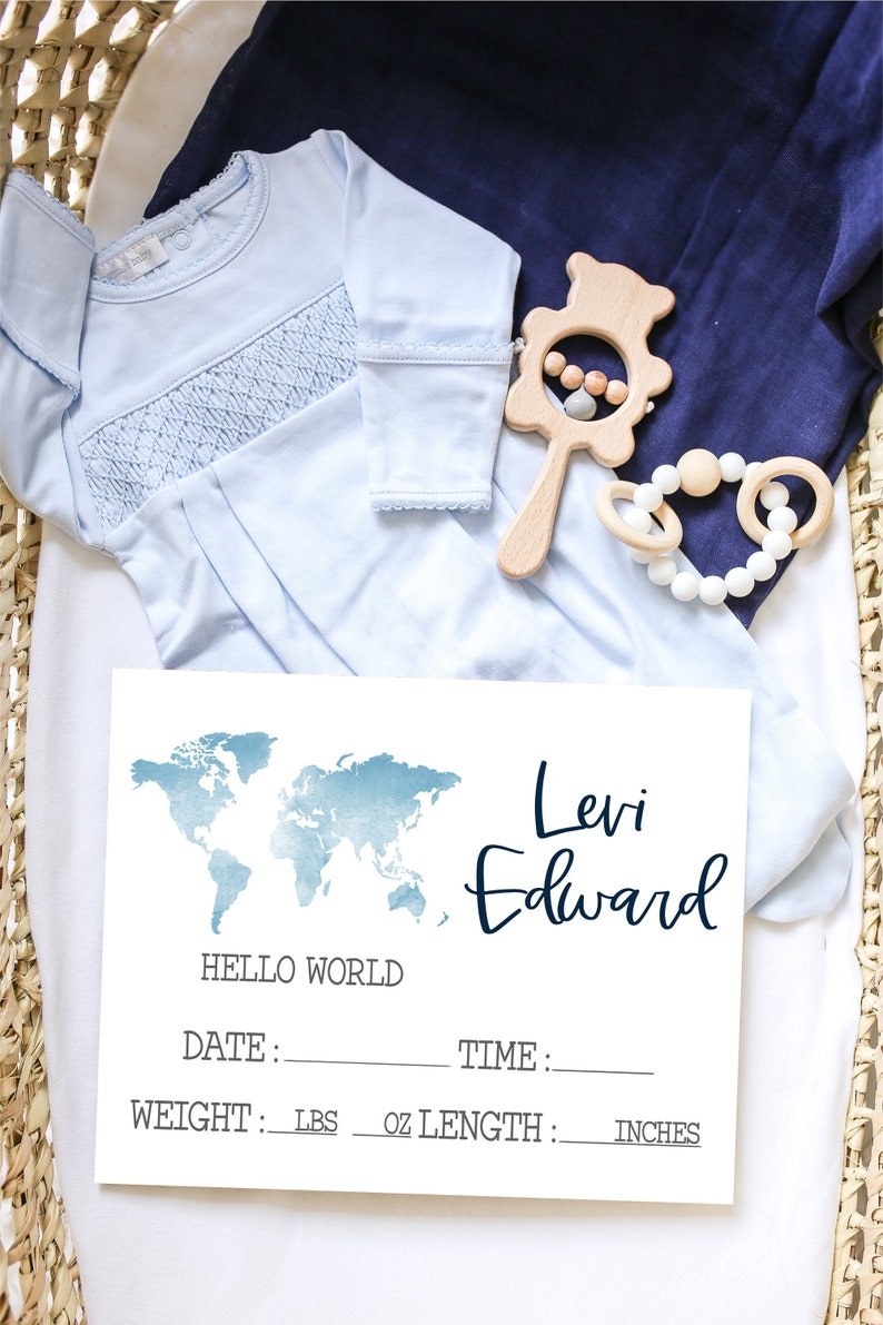 World Map Birth Stats Wood Name Sign Wooden Personalized Baby - Etsy