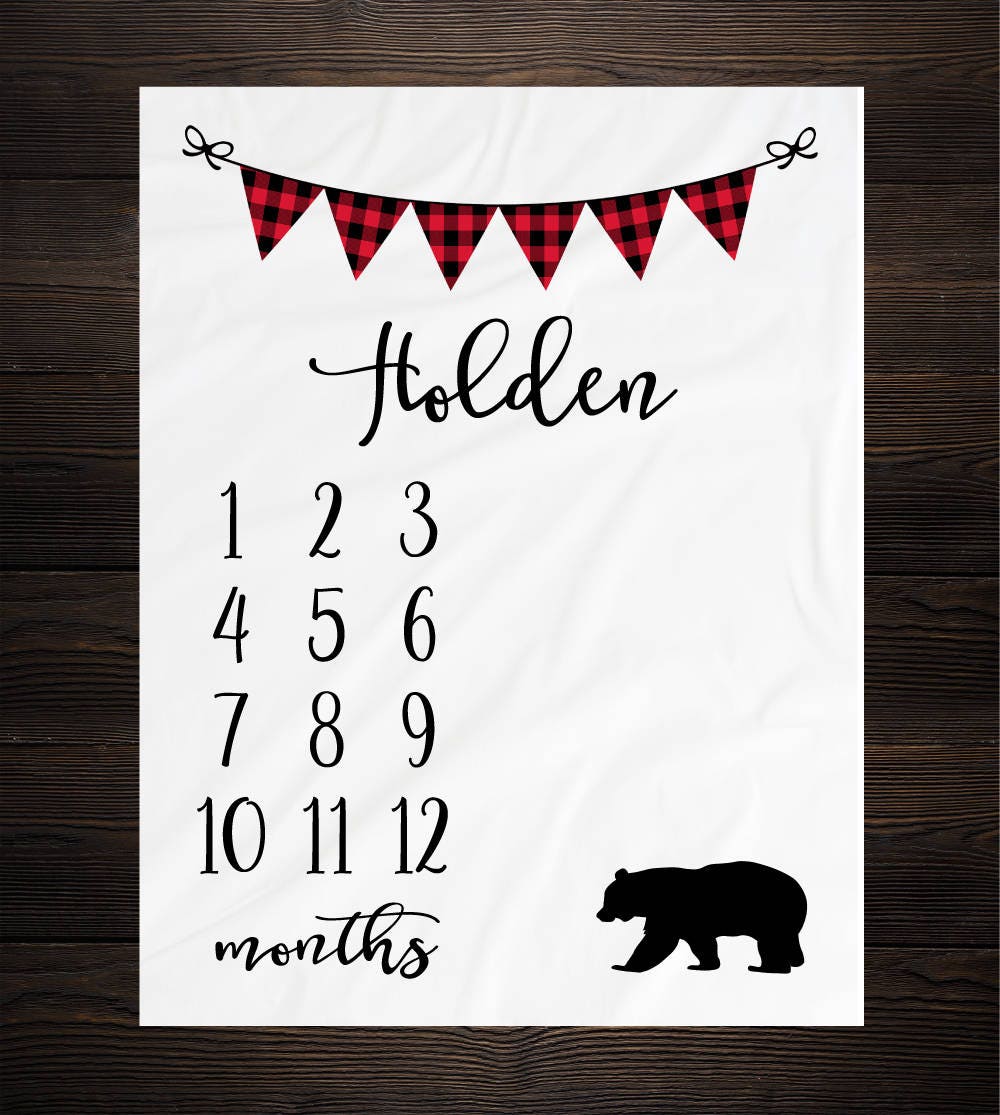 Baby Milestone Blanket Month Blanket Baby Growth Tracker Etsy