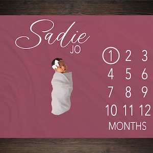 Gender Neutral Baby Milestone Blanket Personalized Monthly Baby Blanket Custom Baby Shower Gift For New Mom Keepsake Gift For Baby One Year