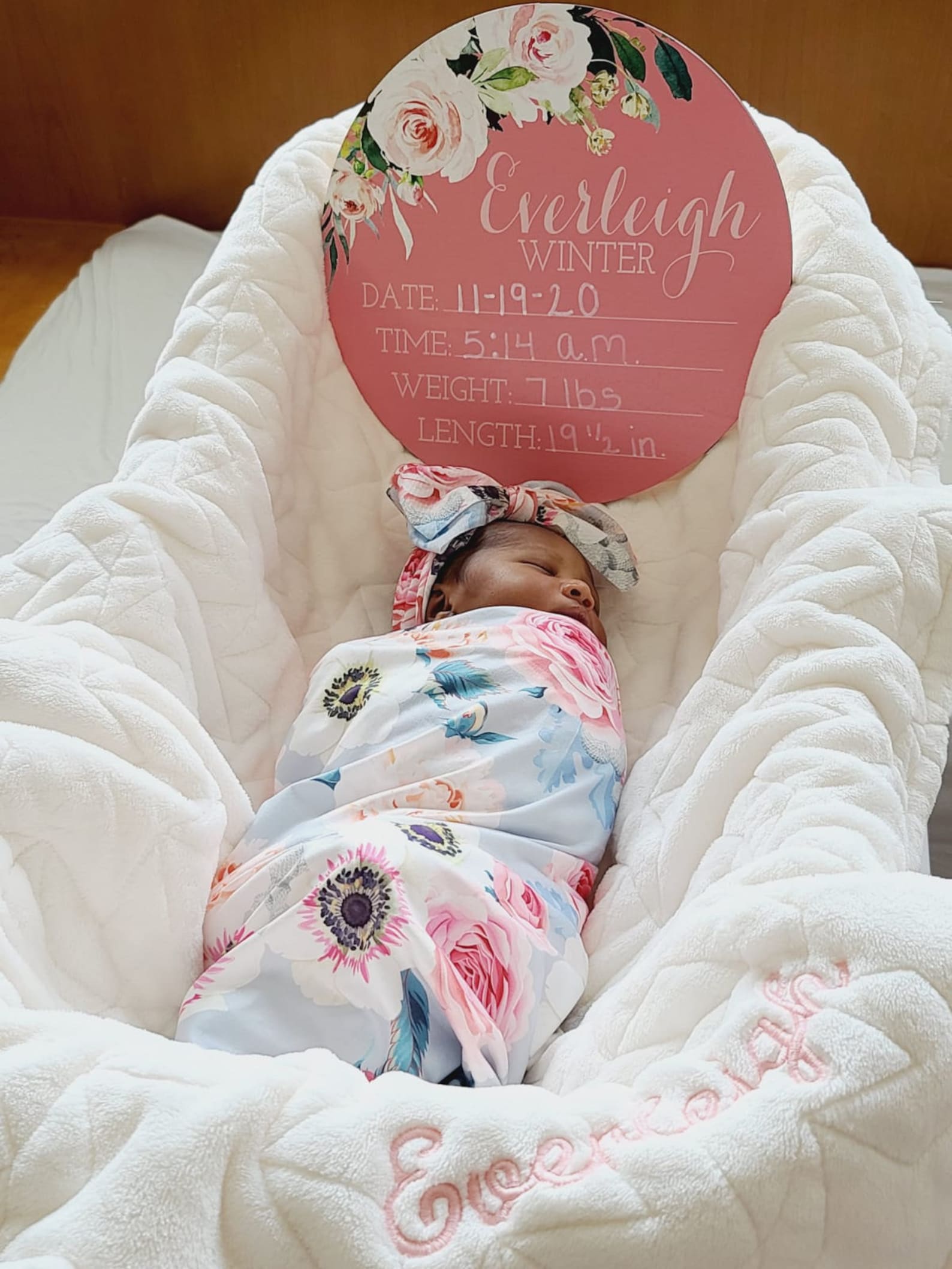 Birth Stats Round Wood Baby Name Sign Wooden Personalized Baby Name ...