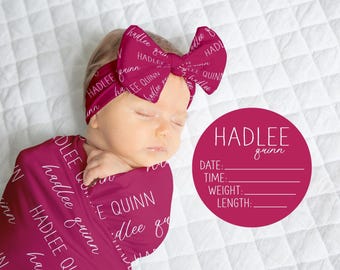 Personalized Swaddle Blanket, Optional Bundle, Newborn Coming Home Outfit Photo Props, Baby Name Announcement Sign, Baby Shower Gift JS7