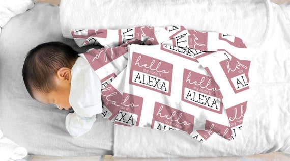 Hello My Name is Personalized Baby Blanket Name Tag Reveal Baby Gift Custom Coming Home Gender Neutral Hospital Blanket Baby Shower Gift Etsy Canada