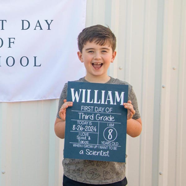 First Day Of School Sign, Back to School Sign, Personalizable Reusable School Sign, School Photo Prop, School Sign For Kids