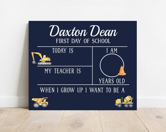Construction Back to School Sign, First Day Of School Sign, Reusable School Sign, School Photo Prop, Sign For Kids, Last Day Of School