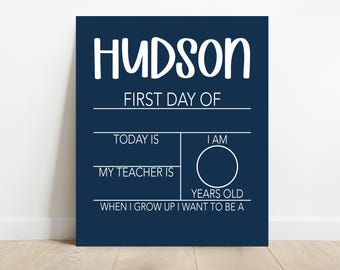 Personalized First Day of School Sign, First Day of School Board Sign, Custom First Day of School Wet Erase Board, Back to School Photo Prop