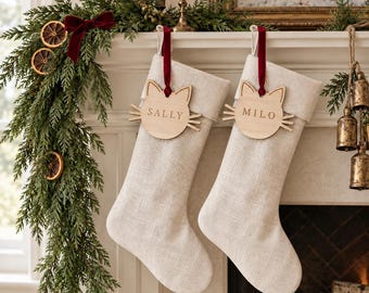 Pet Cat Stocking Name Tags, Personalized Stocking Tags, Christmas Stocking Tags, Personalized Gift Tags, Christmas Decor, CT01