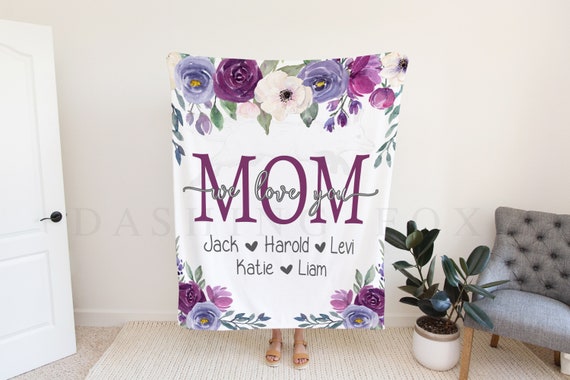 Christmas Blanket Mom Blanket Gift for Mom From Kids First Mother's Day Gift  We Love You Mom Personalized Blanket From Kids We Love You, 