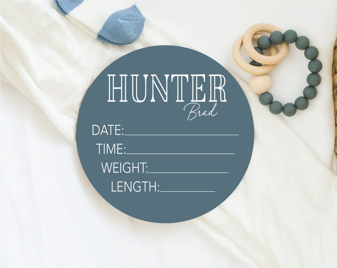 Birth Stats Round Wood Baby Name Sign Wooden Personalized Baby Name ...