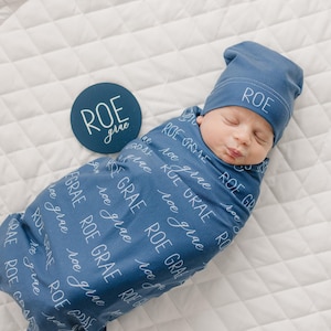 Personalized Swaddle Blanket, Optional Bundle, Newborn Coming Home Outfit Photo Props, Baby Name Announcement Sign, Baby Shower Gift JS12