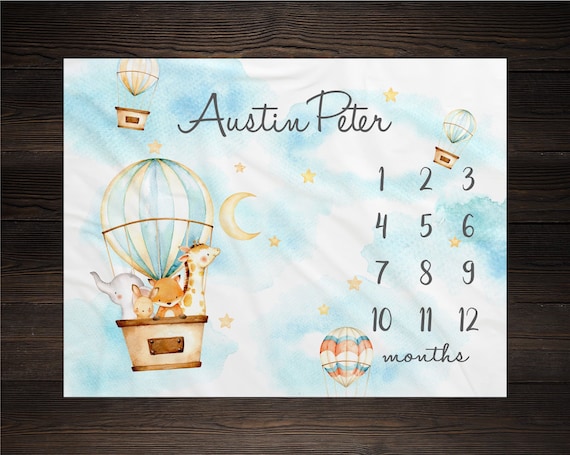 Adventure Milestone Blanket Woodland Animals Baby Growth Hot Air Milestone Tracker Adventure Awaits Baby Shower Gift For New Mom Fox Giraffe