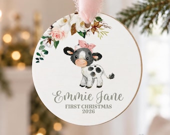Bondens första julgransprydnad, personlig julgransprydnad för bebisar, julgransprydnad för ko, julgransprydnad för ko