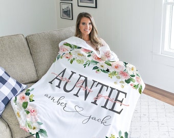 Mothers Day Gift Personalized Aunt Blanket, Auntie Gift, Custom Nana Blanket, Personalized Gift, Gift For Grandparent, Birthday Gift