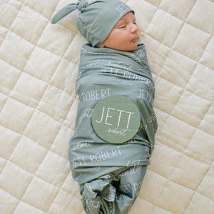 Personalized Swaddle Blanket, Optional Bundle, Newborn Coming Home Outfit Photo Props, Baby Name Announcement Sign, Baby Shower Gift JS12