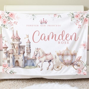 Princess Personalized Blanket, Custom Baby Blanket, Baby Shower Gift, Princess Nursery Blanket, Crib Blanket, Newborn Photos Prop, BB44