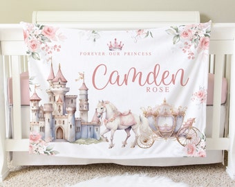 Princess Personalized Blanket, Custom Baby Blanket, Baby Shower Gift, Princess Nursery Blanket, Crib Blanket, Newborn Photos Prop, BB44