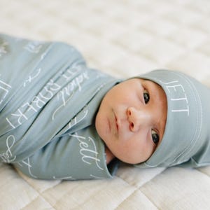 Personalized Swaddle Blanket, Optional Bundle, Newborn Coming Home Outfit Photo Props, Baby Name Announcement Sign, Baby Shower Gift JS12