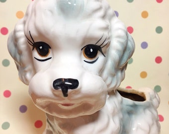 Vintage Japan White Poodle Dog Planter