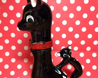 Unusual Vintage Black Ceramic Bambi Deer Reindeer Doe Fawn Decanter Olive Oil Dispenser