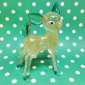 Vintage Hong Kong Green Clear Lucite Fawn Deer Figurine image 1