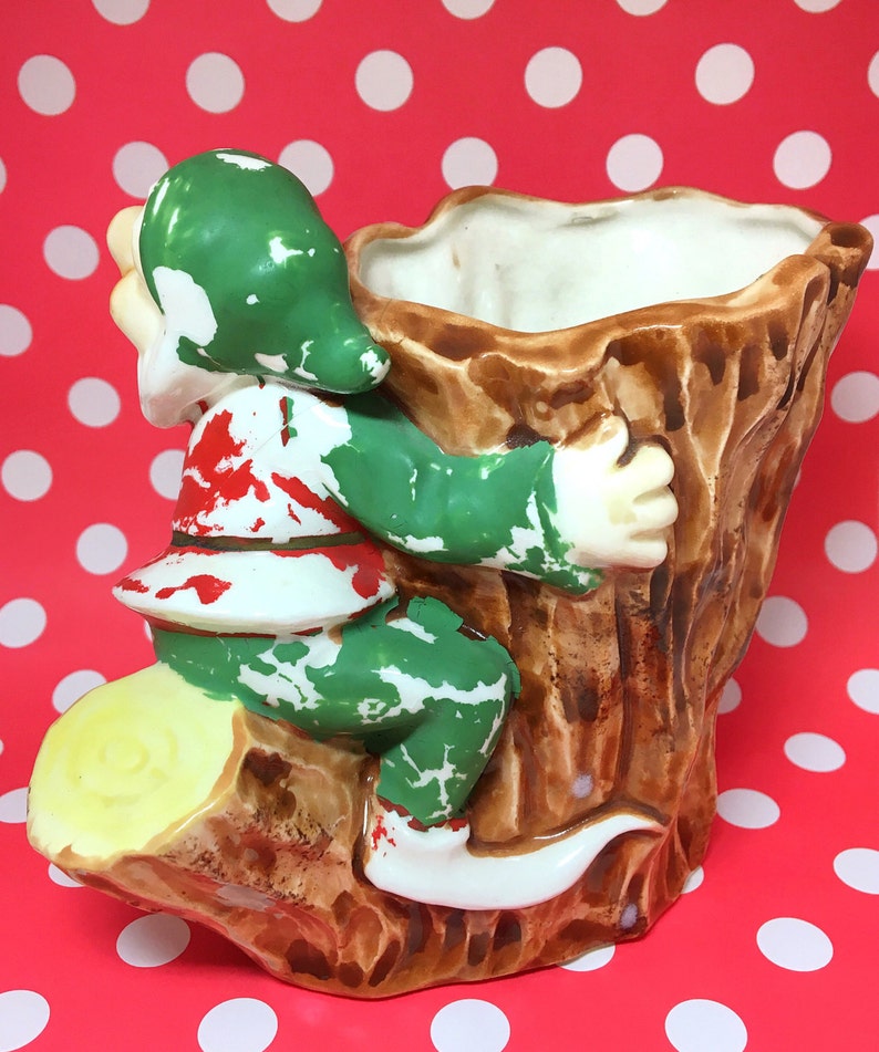 Vintage Tree Stump Woodland Gnome Planter Etsy Italia