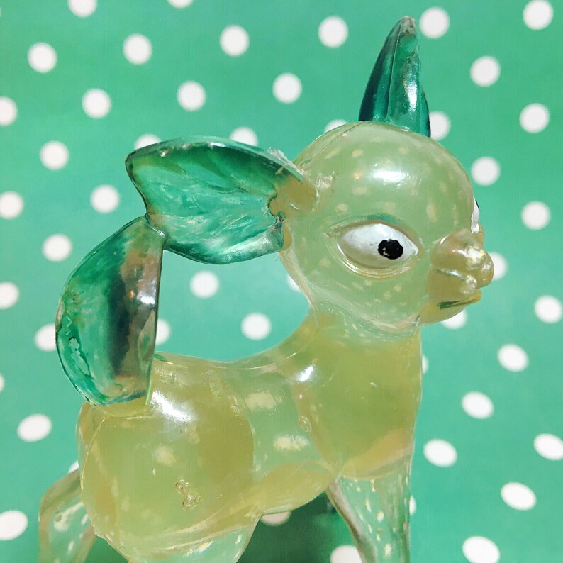 Vintage Hong Kong Green Clear Lucite Fawn Deer Figurine image 4