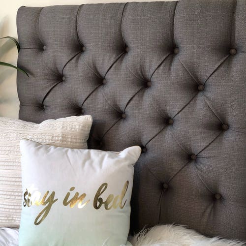 Dorm Room Twin Upholstered Headboard in Tan Velvet Diamond Etsy