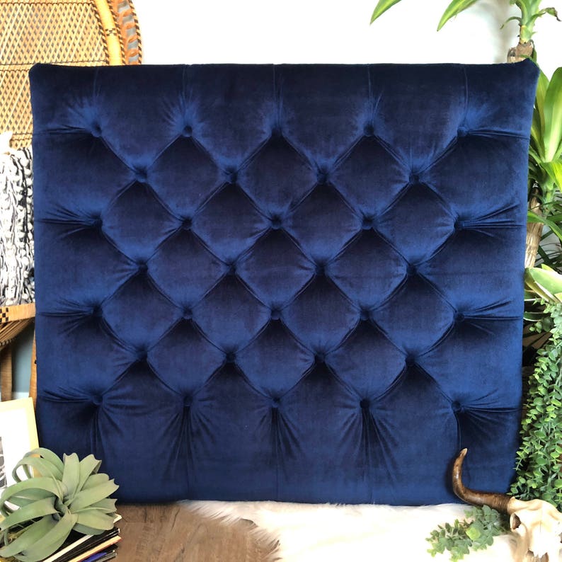 Dorm Room Twin Upholstered Headboard in Navy Blue Velvet Etsy