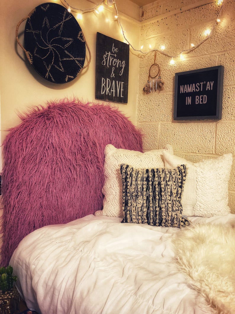 Dorm Room Twin Headboard Upholstered in Faux Curly Yak Etsy
