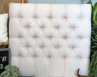 Dorm Room Twin Upholstered Headboard - Natural Linen Diamond Tufted