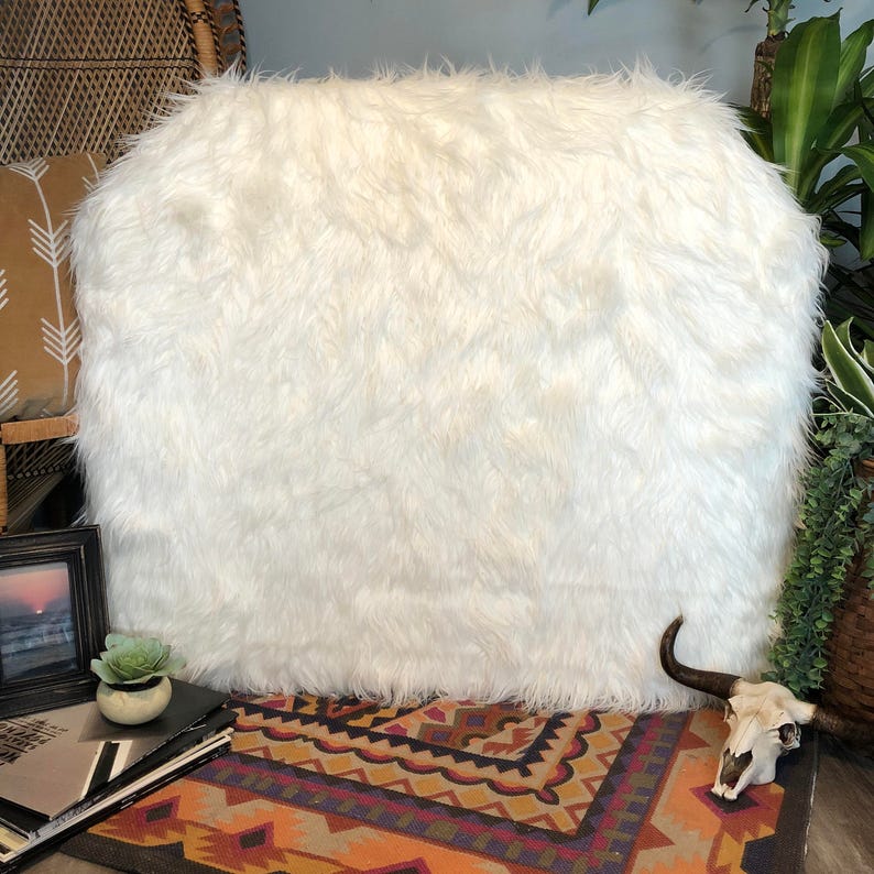 Dorm Room Twin Headboard Faux Mongolian Fur White | Etsy